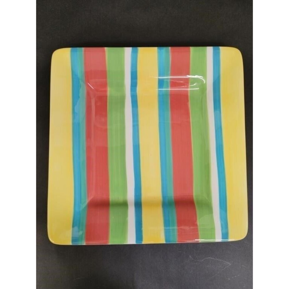 Artimino CIAO II SUMMER STRIPE Square Salad Plates 8pc Lot Serverware NEW w/Tags